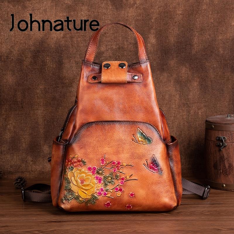Leather Backpack Vintage - Johnature Torba na ramię z prawdziwej
