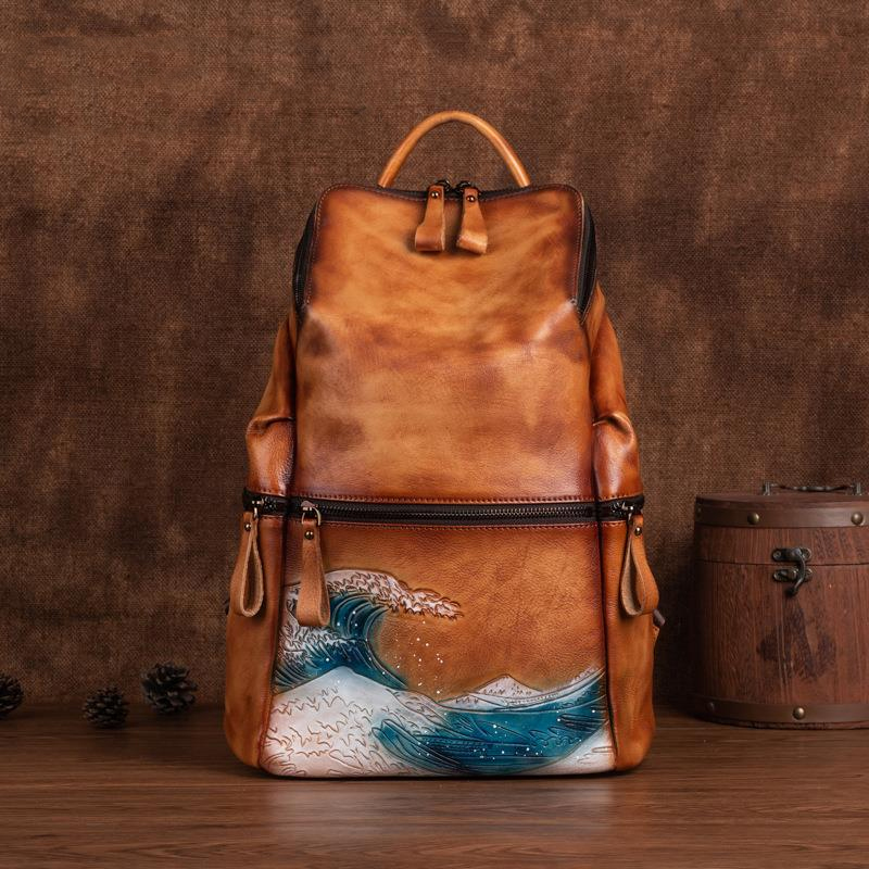 Leather Backpack Vintage - Oryginalne prawdziwe miękkie skórzane kobiety plecak
