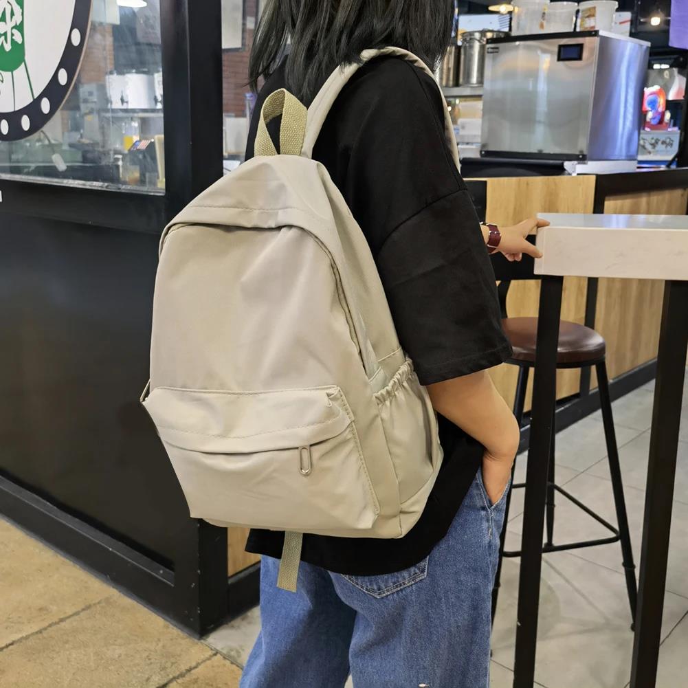 School Backpack Teen - Plecak nylonowy w jednolitym kolorze, w
